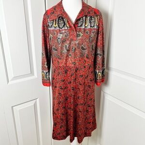 Vintage 60s-70s Paisley Collared Dress - Custom Tailored S/M